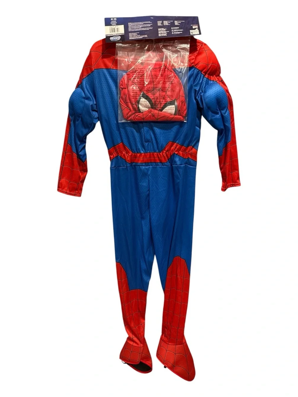 Marvel Boys' Avengers Spider-Man Padded Jumpsuit Costume w Fabric Mask Size M(8) - Picture 3 of 5